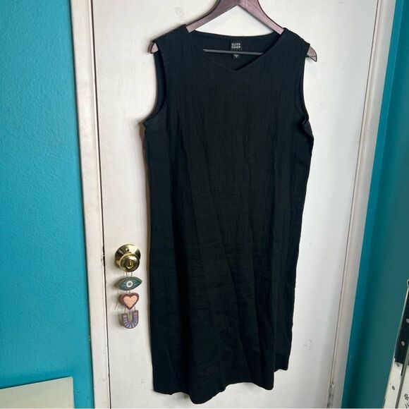 Eileen fisher linen rayon blend sleeveless crinkle texture dress - Picture 1 of 7